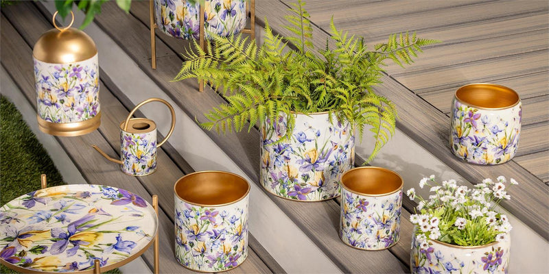 Golden Lilac Metal Planters, Set of 3