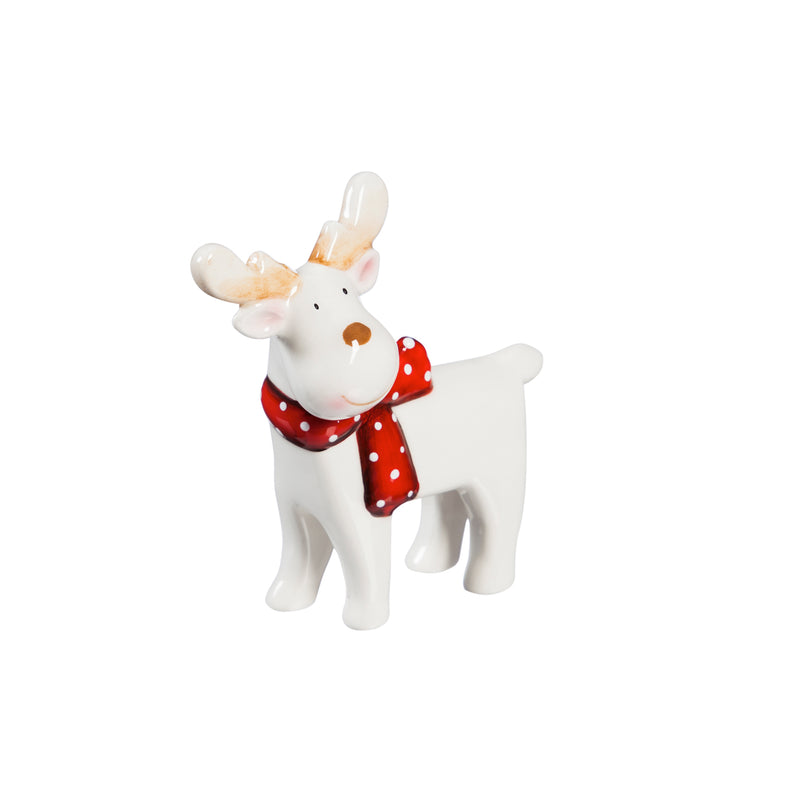 Ceramic Tabletop Decor, Set of 3, Large Reindeer, Small Reindeer, and Tree