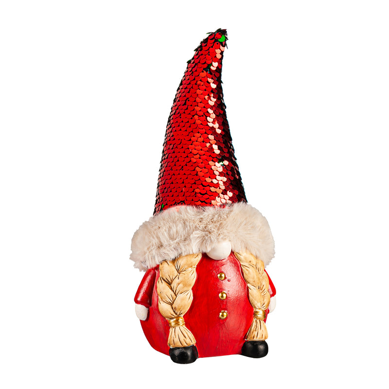 Terracotta Gnome Table Decor with Sequin Hat, 2 Asst: Boy/Girl