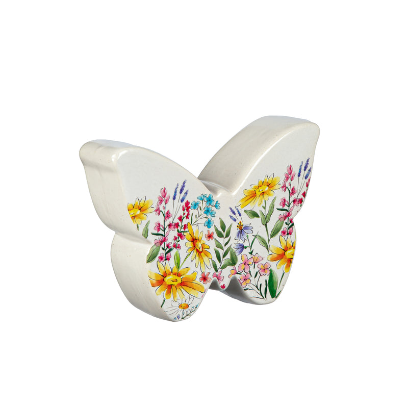 5" Ceramic Butterfly with Floral Design Table Decor