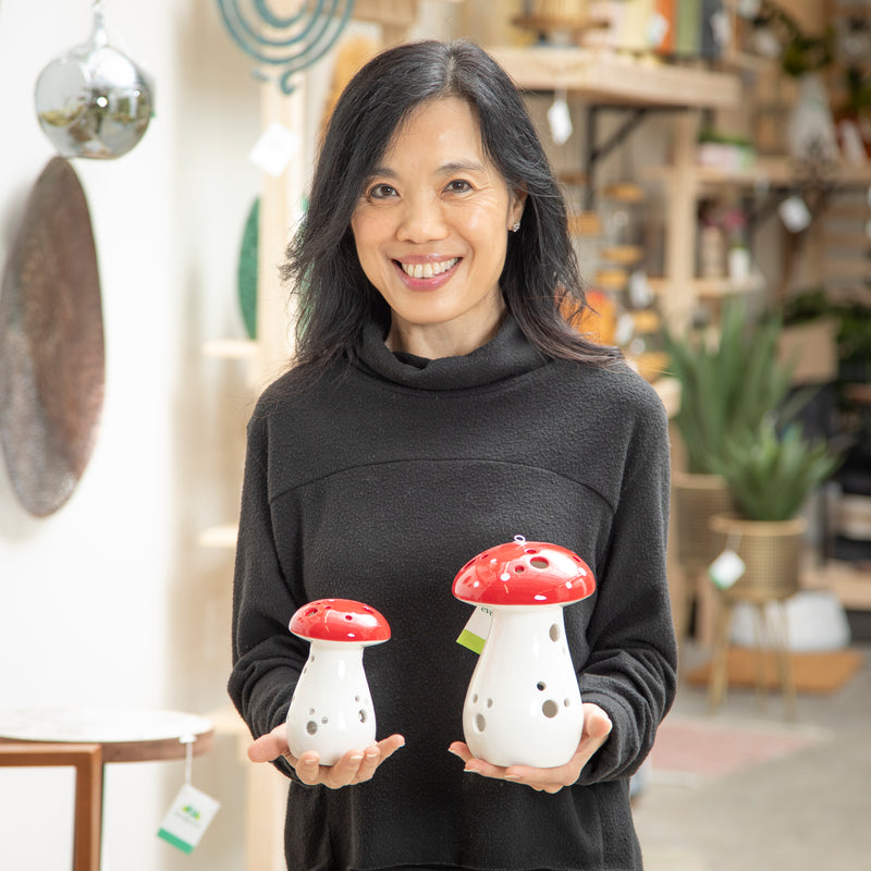 LED Ceramic Mushroom Table Decor, Set of 2