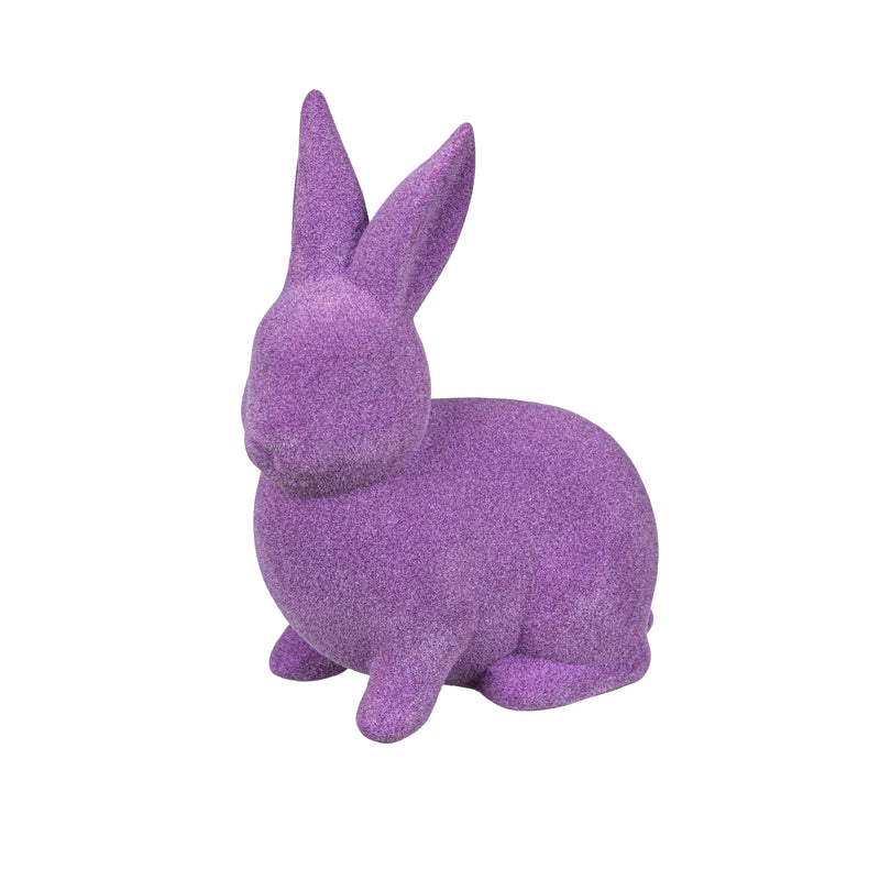 Flocked Bunny Ceramic Table Decor, Asst, 6.25"