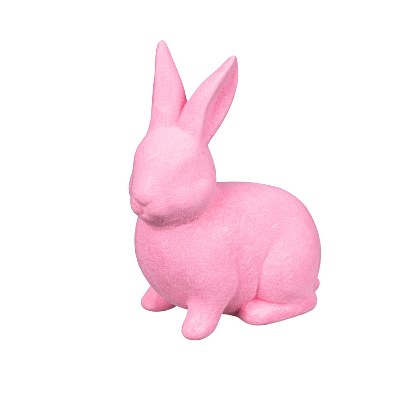 Flocked Bunny Ceramic Table Decor, Asst, 6.25"