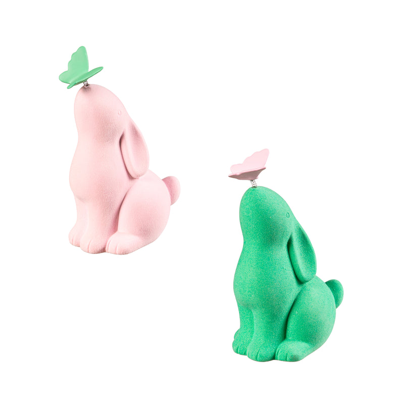 Bunny with Butterfly Ceramic Table Decor, 9"