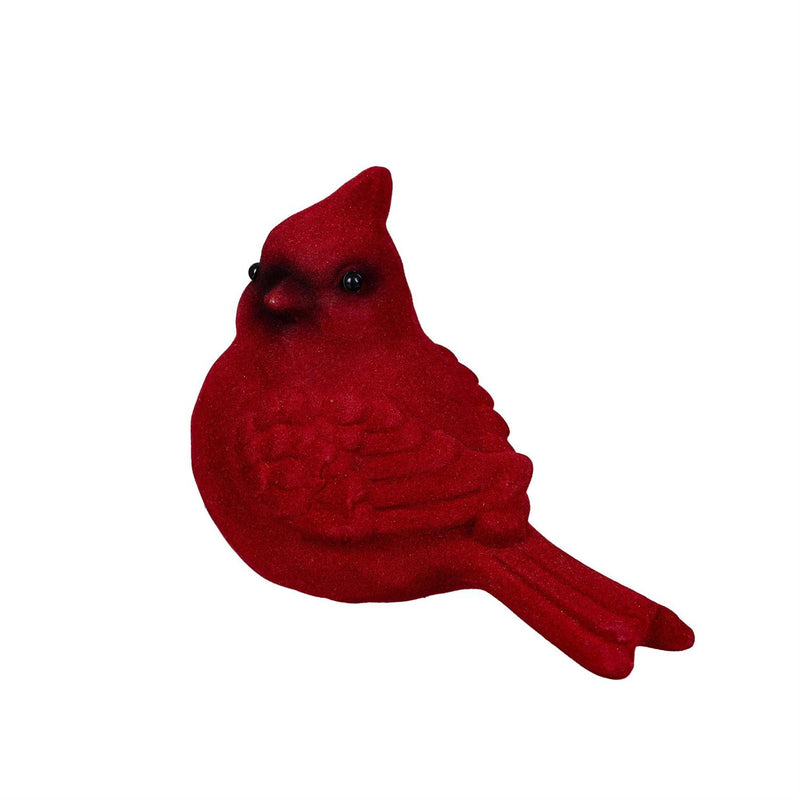 Holiday Poinsettia Table Décor Flocked Cardinal Ceramic Set