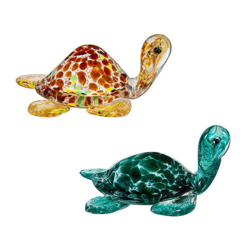 Turtle Decorative Glass Table Decor, Asst, 8"L