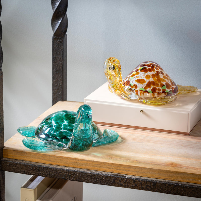 Turtle Decorative Glass Table Decor, Asst, 8"L