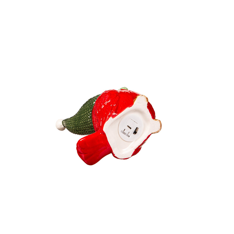 LED Ceramic Winter Cardinal with Star Cut-out Table Decor,8tal153
