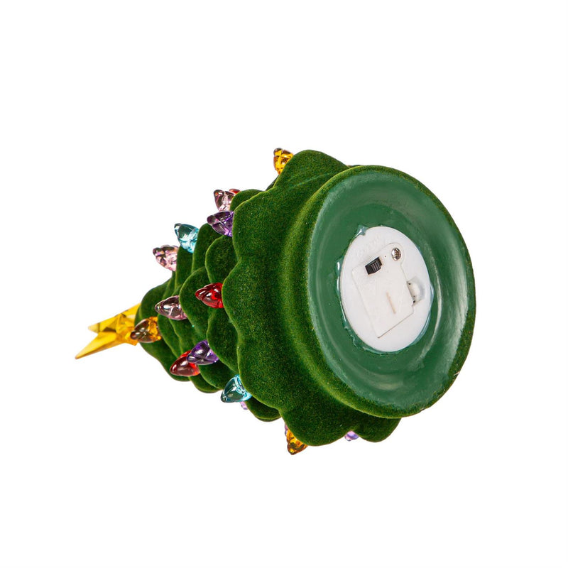 5" LED Flocked Ceramic Christmas Tree Table Decor