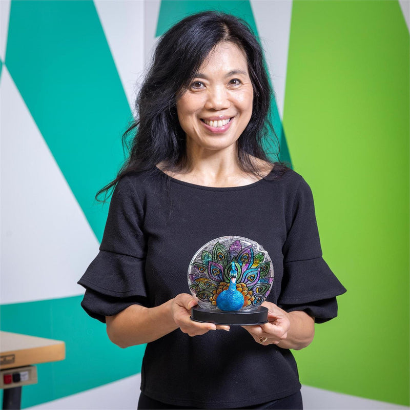 Peacock LED Glass Table Décor, 6.25"H