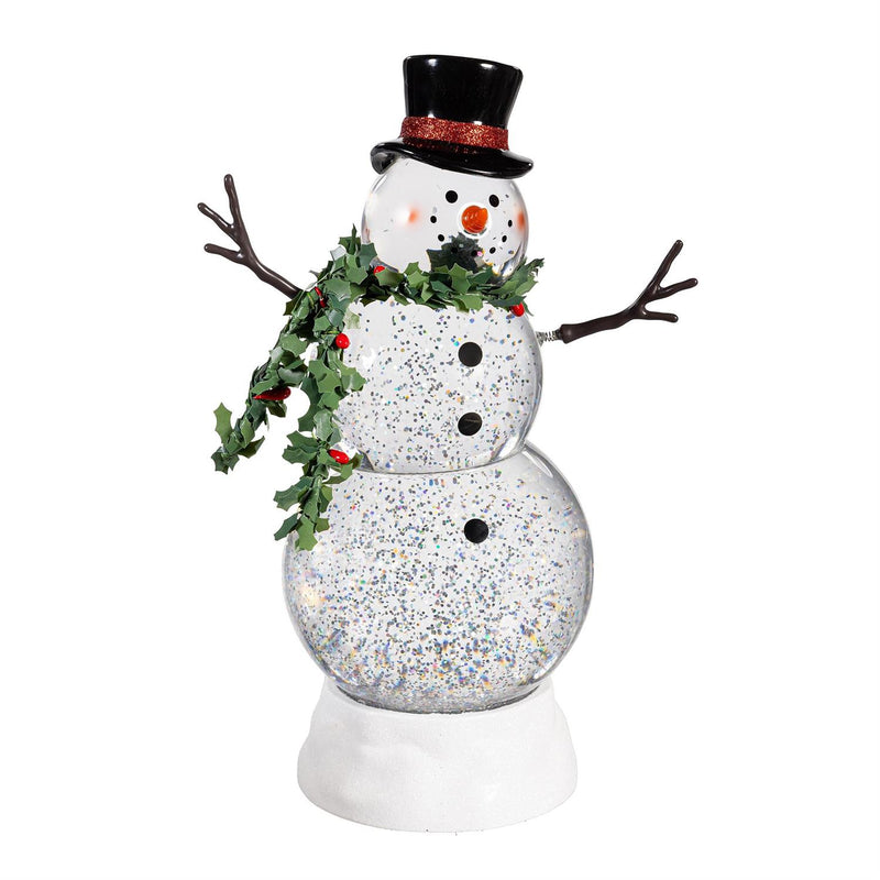 Joyful Traditions LED Table Decor Snowman with Spring Arms Plastic Water Lantern, 11.25"H