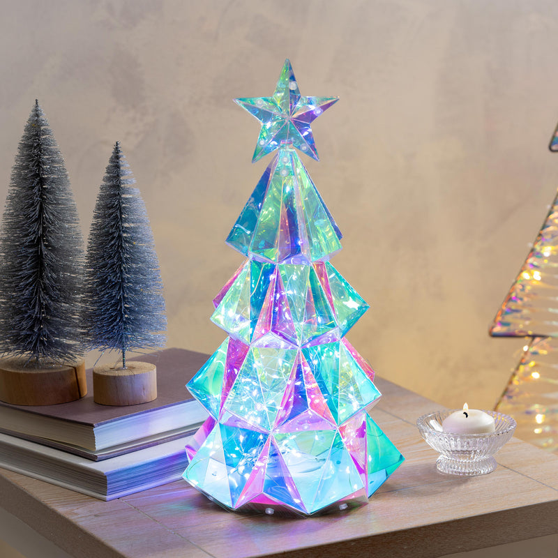 Season to Sparkle LED Table Decor Plastic Tree Iridescent, 15"H