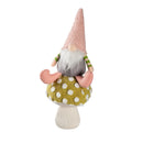 19" Fabric Plush Gnome Sitting on Mushroom Table Decor