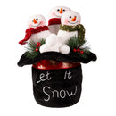 10.25" Fabric Snowmen in Hat Table Decor,8tan466