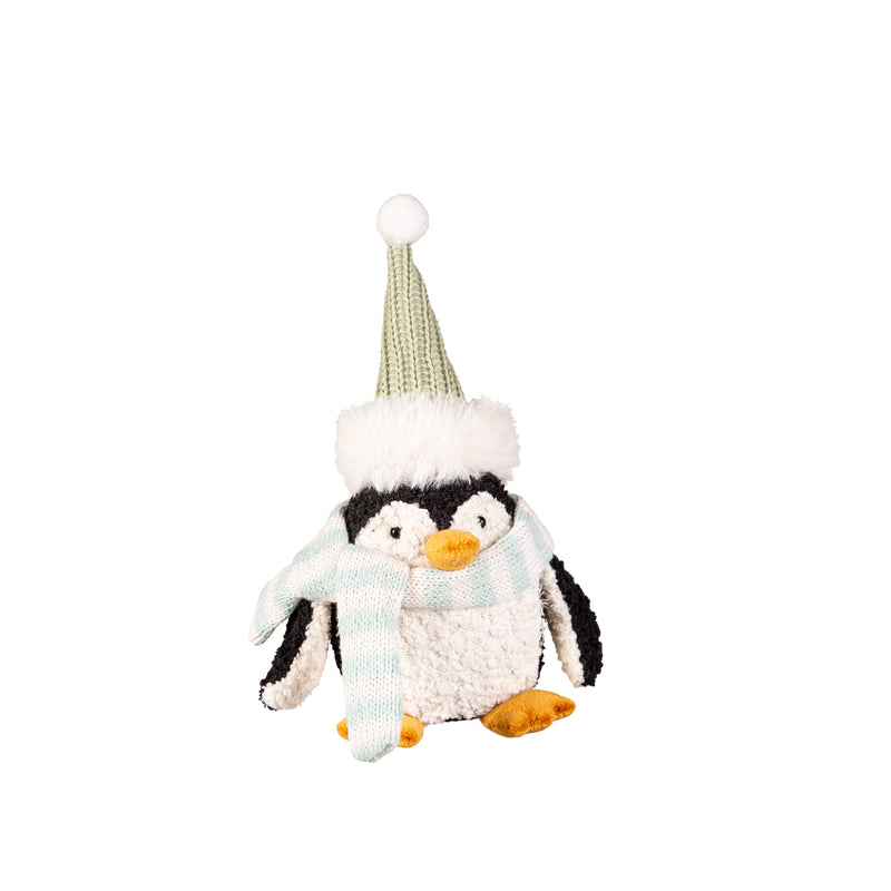 7.75" Fabric Penguin Table Decor in Tray,8tan475