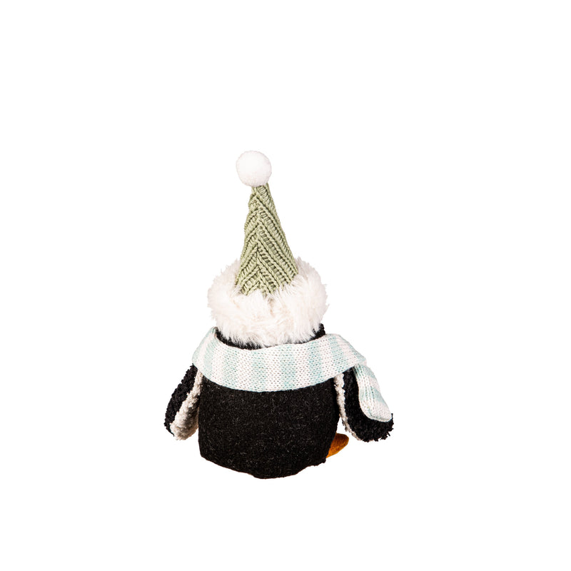 7.75" Fabric Penguin Table Decor in Tray,8tan475