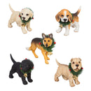Polyresin Dog with Wreath Tabletop Decor, 5 Assorted,8tar390