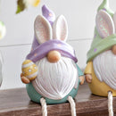 Polyresin Gnome with Bunny Ears and Dangling Legs Table Decor, 2 Asst