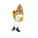 Polyresin Gnome with Sunflower and Dangling Legs Table Décor, 2 Asst