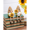 Polyresin Gnome with Sunflower and Dangling Legs Table Décor, 2 Asst