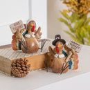 3.75" Resin Thanksgiving Turkey with Metal Feet Tabletop Decor Set,8tar661