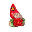 5" Resin Cardinal with Poinsettia Table Decor,8tar715