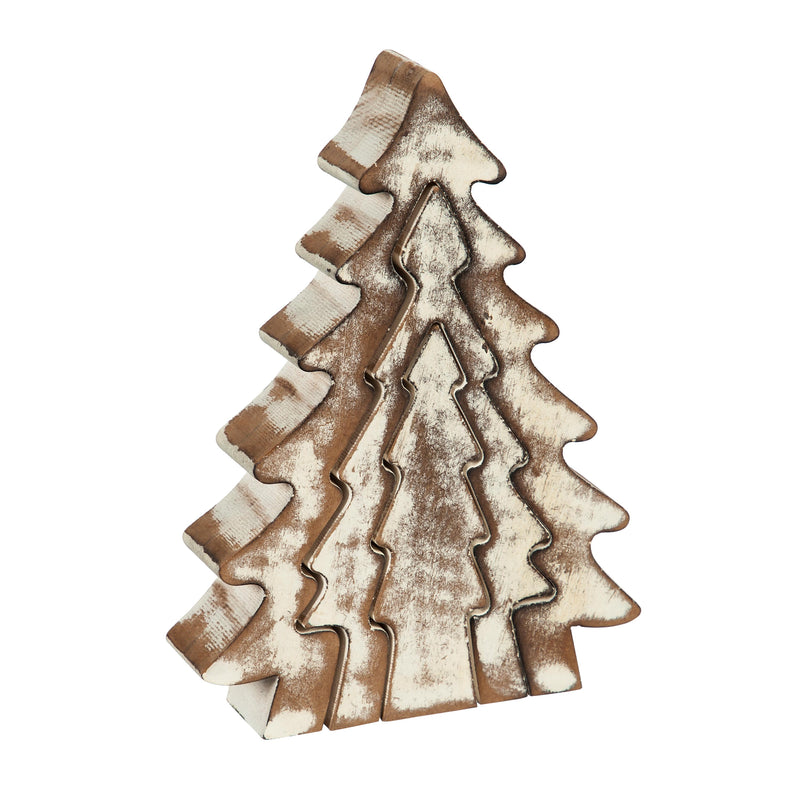 Wooden Nested Icon Tabletop Decor, Snowman/Angel/Tree, 3 Asst