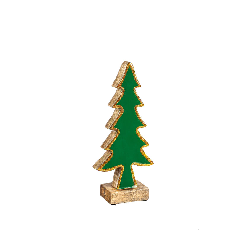 Wood and Resin Tree Table Decor, Set of 3