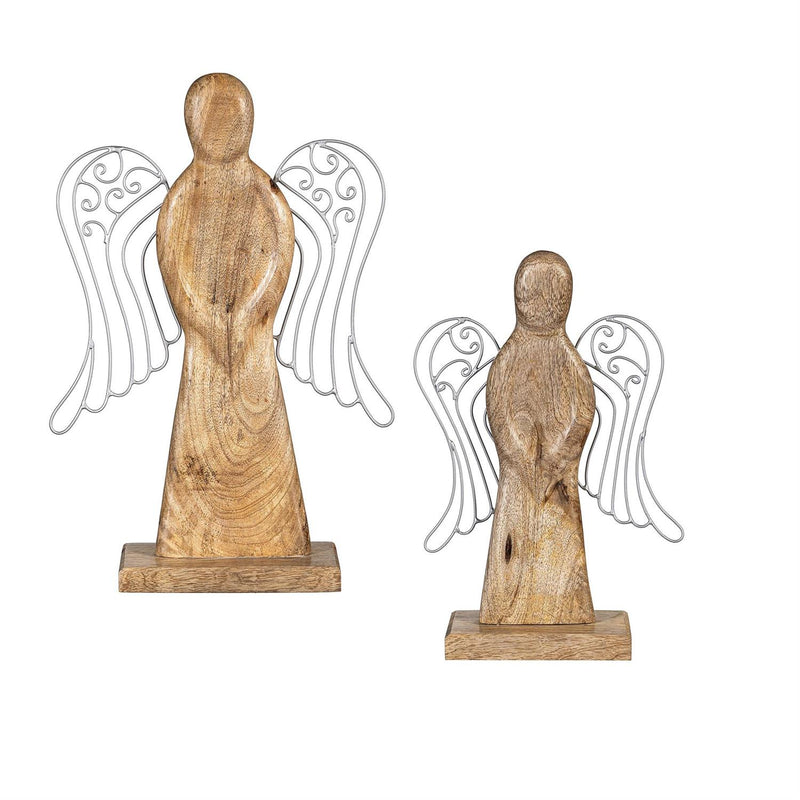 Nativity Table Décor Angel Wood and Metal Set