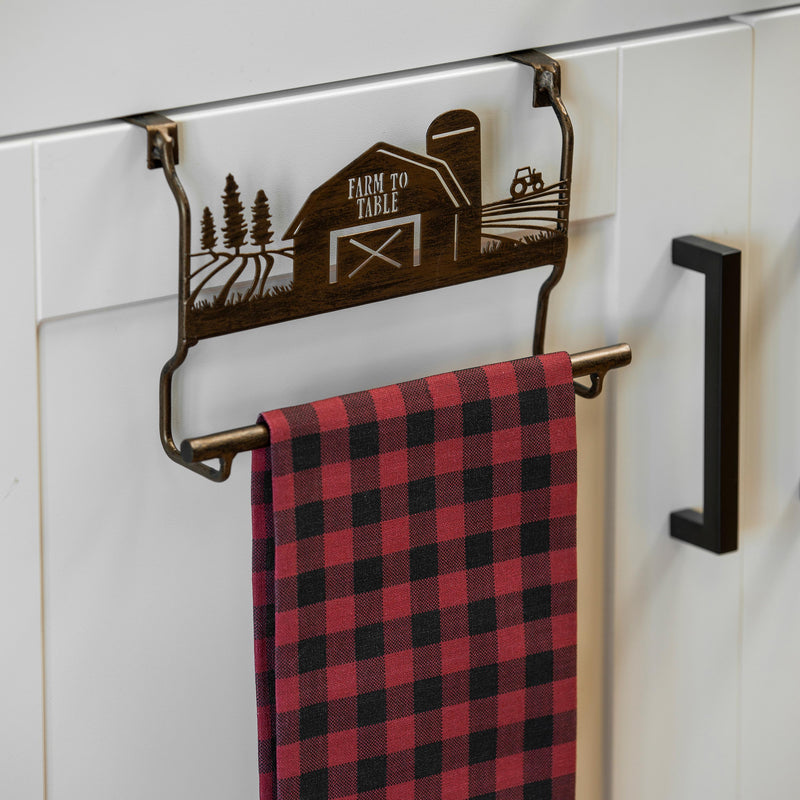 Metal Farmhouse Over the Cabinet Towel Holder