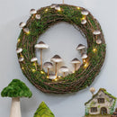 Rattan Mushroom Wreath With Lights