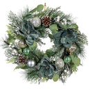 Shades of Green Wreath Artificial with Ornaments,  20"H