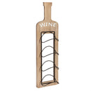 Wine Bottle Shaped Wood and Metal Wall Wine Holder