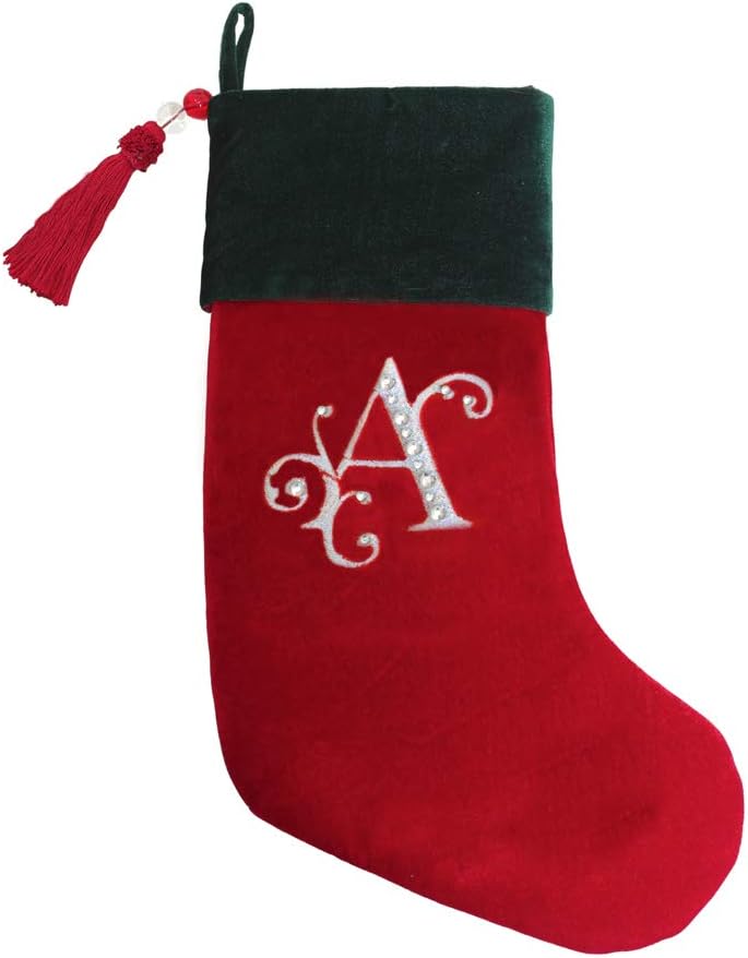 Classic red and green velvet Christmas stocking, finished with a decorative tassel. A perfect festive touch for those who prefer a simple, elegant design.