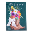 Boots And Bow Floral Applique Garden Flag