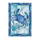 Blue Coastal Framed Crab Applique House Flag