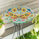 Pollinator Garden Birdbath, Glass Folk Art Butterfly, 18"
