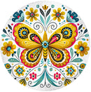 Pollinator Garden Birdbath, Glass Folk Art Butterfly, 18"