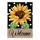 Polka Dot Sunflower Burlap Garden Flag