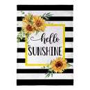 Hello Sunshine Plaid Burlap House Flag