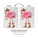 Western Flamingo Burlap House Flag