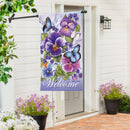 Cheerful Pansies Burlap House Flag
