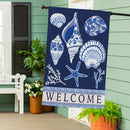 Chinoiserie Seashells Burlap House Flag
