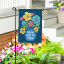 Grow with the Flow Burlap Garden Flag