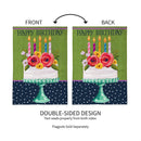 Floral Happy Birthday Cake Burlap House Flag