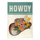 Howdy Floral Cowboy Hat Burlap Garden Flag
