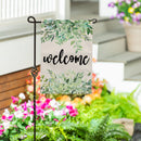 Greenery Welcome Burlap Garden Flag