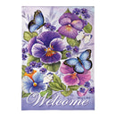 Cheerful Pansies Burlap Garden Flag
