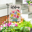 Floral Jar Welcome Burlap Garden Flag