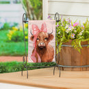 Blossom The Bowtiful Highland Cow Burlap Garden Flag